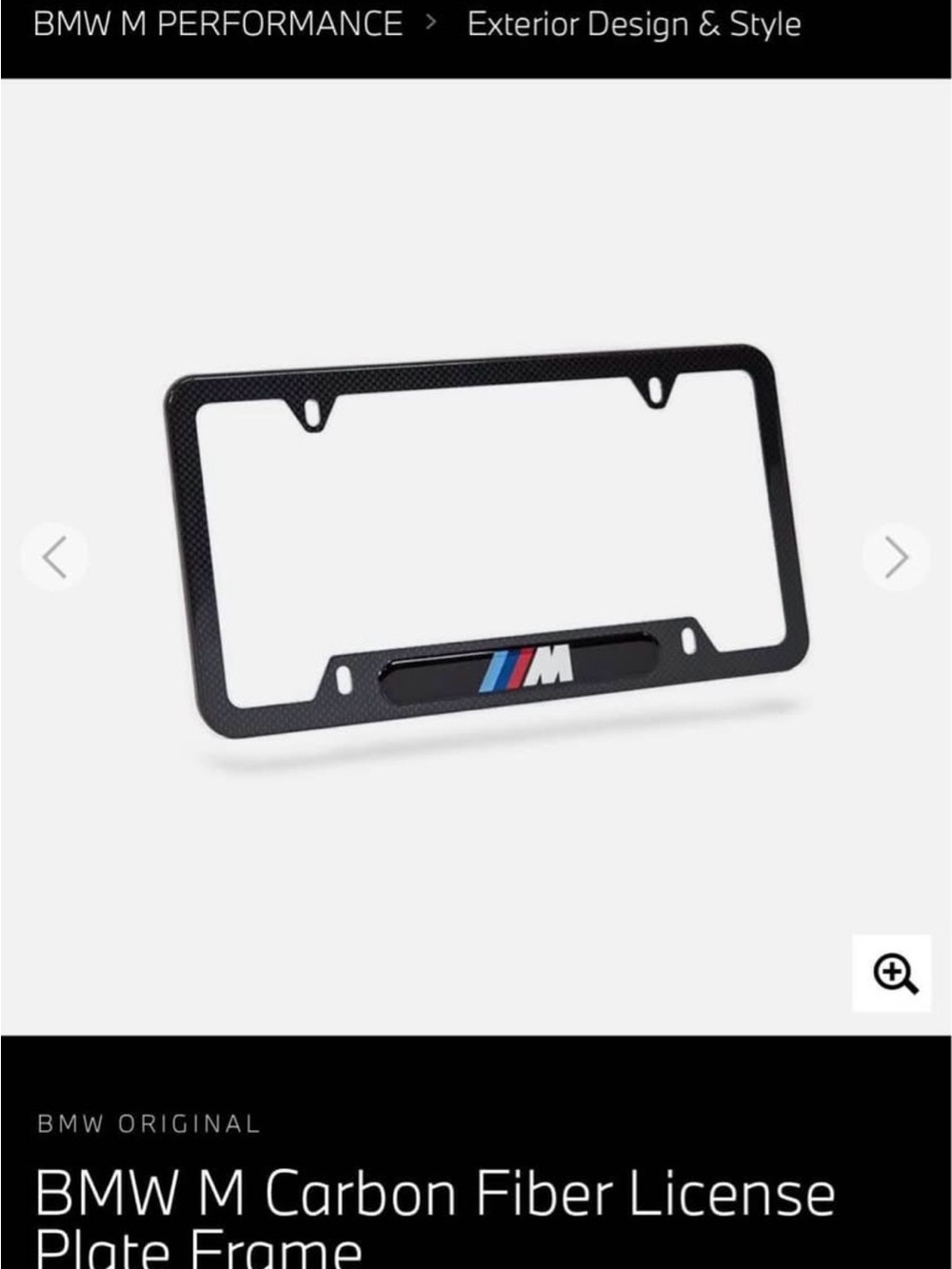 NEW..BMW M Carbon Fiber License Plate Frame - Black with M Tricolor